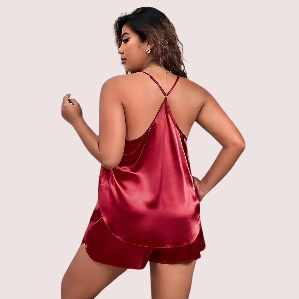 Midnight Glow Silk Cami & Shorts – Plus Size